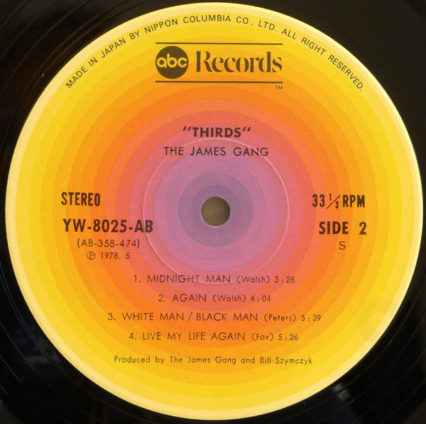 James Gang - Thirds (Vinyl, LP, Album, Limited Edition, Reissue, Stereo) Very Good (VG) / Very Good (VG)