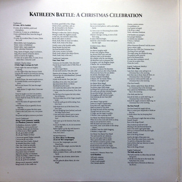 Kathleen Battle - A Christmas Celebration (Vinyl, LP) Very Good (VG) / Very Good (VG)