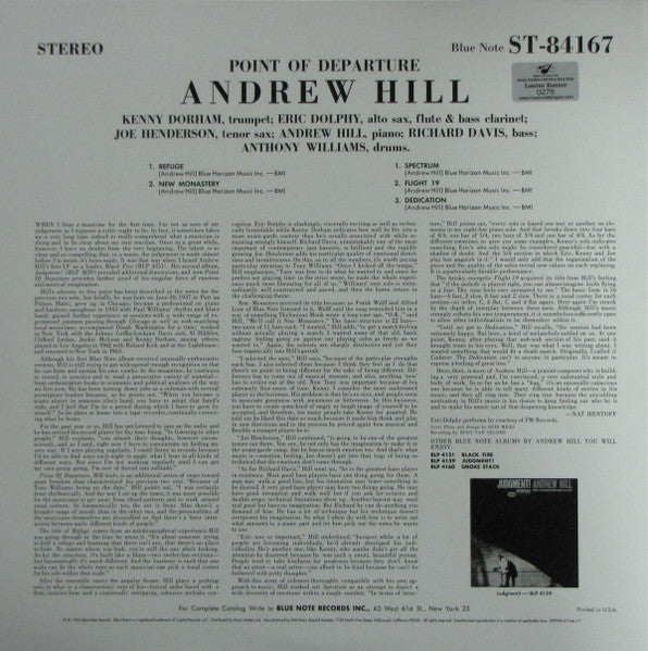 Andrew Hill - Point Of Departure (2xVinyl, 12", 45 RPM, Album, Limited Edition, Numbered, Reissue, Stereo) Very Good (VG) / Near Mint (NM or M-)