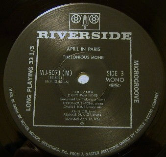 Thelonious Monk - April In Paris / Live (Vinyl, LP, Compilation, Li...