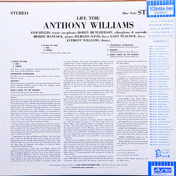 Anthony Williams - Life Time (Vinyl, LP, Album, Stereo, Reissue) Very Good Plus (VG+) / Very Good Plus (VG+)