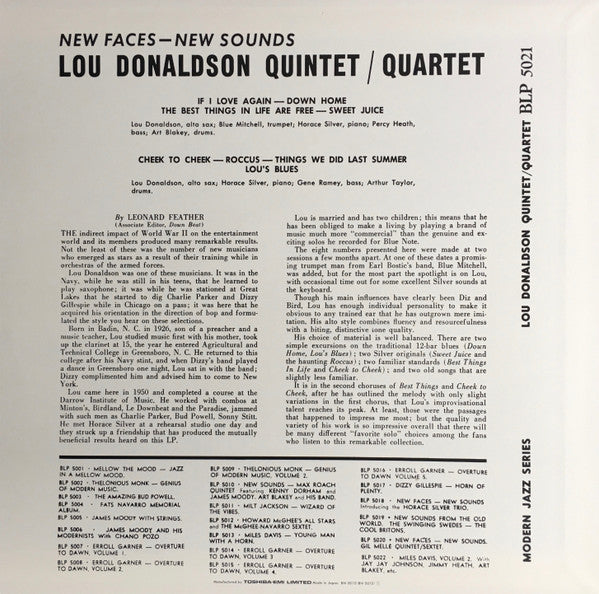 Lou Donaldson - New Faces – New Sounds (Vinyl, LP, Album, Reissue) Near Mint (NM or M-) / Very Good Plus (VG+)