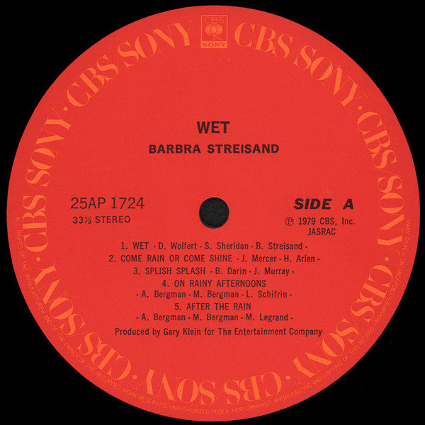Barbra Streisand - Wet (Vinyl, LP, Album)