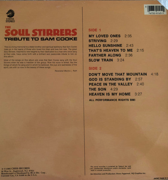 The Soul Stirrers - Tribute To Sam Cooke (Vinyl, LP, Album, Reissue, Repress, Stereo) Very Good (VG) / Very Good Plus (VG+)