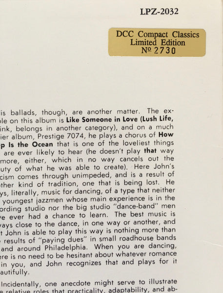 John Coltrane - Lush Life (Vinyl, LP, Album, Limited Edition, Numbered, Reissue, Remastered, Mono) Near Mint (NM or M-) / Very Good Plus (VG+)