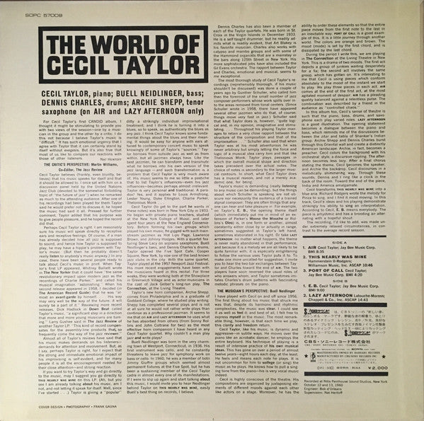 Cecil Taylor - The World Of Cecil Taylor (Vinyl, LP, Album, Reissue...