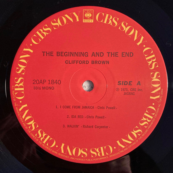 Clifford Brown - The Beginning And The End (Vinyl, LP, Album, Reissue, Mono) Near Mint (NM or M-) / Very Good Plus (VG+)