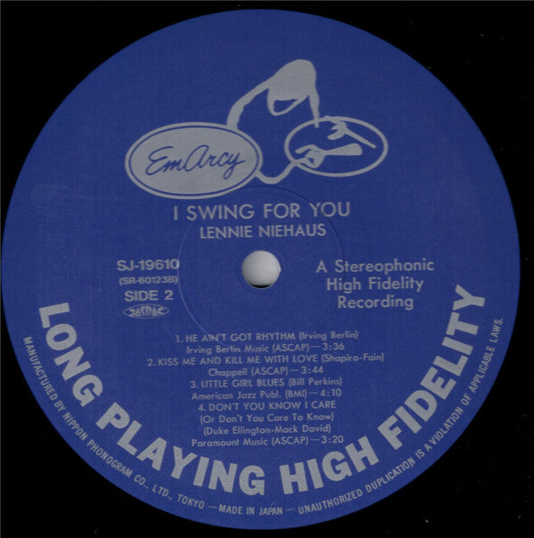 Lennie Niehaus - I Swing For You (Vinyl, LP, Album, Reissue, Stereo) Very Good (VG) / Very Good (VG)