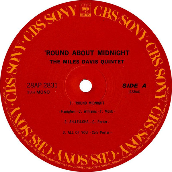Miles Davis - 'Round About Midnight (Vinyl, LP, Album, Reissue, Mono) Very Good Plus (VG+) / Very Good Plus (VG+)