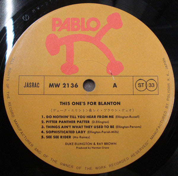 Duke Ellington - This One's For Blanton (Vinyl, LP, Album, Stereo) Very Good Plus (VG+) / Very Good (VG)