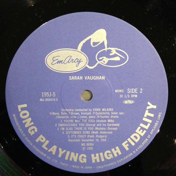 Sarah Vaughan - Sarah Vaughan (Vinyl, LP, Album, Reissue, Mono)
