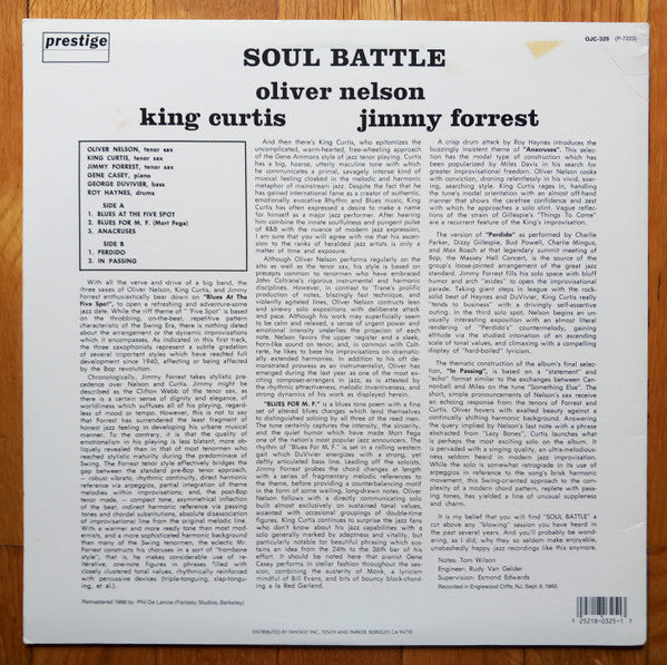Oliver Nelson - Soul Battle (Vinyl, LP, Album, Reissue) Near Mint (NM or M-) / Very Good (VG)