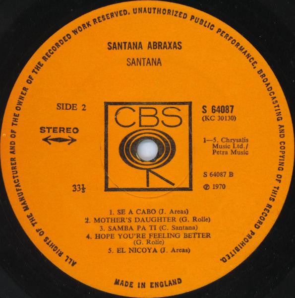 Santana - Abraxas (Vinyl, LP, Album, Repress, Stereo) Good Plus (G+) / Good Plus (G+)