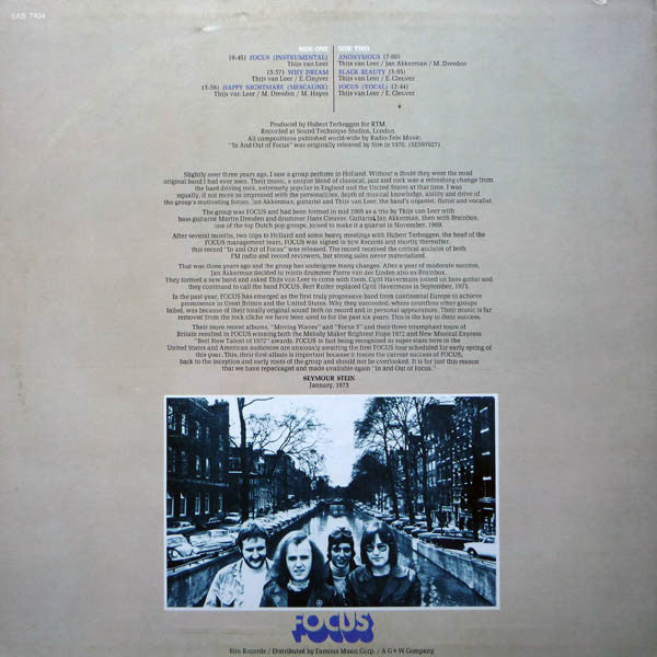 Focus (2) - In And Out Of Focus (Vinyl, LP, Album, Reissue) Very Good (VG) / Very Good (VG)