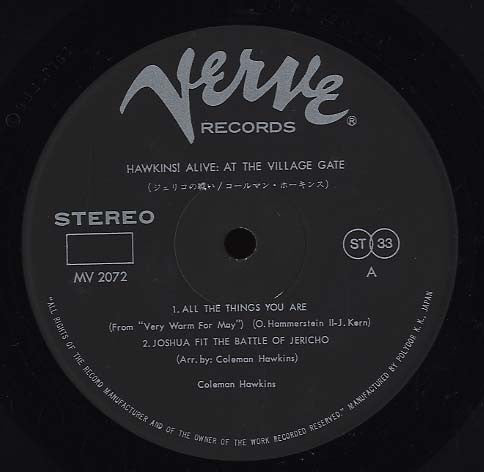 Coleman Hawkins - Hawkins! Alive! At The Village Gate (Vinyl, LP, A...