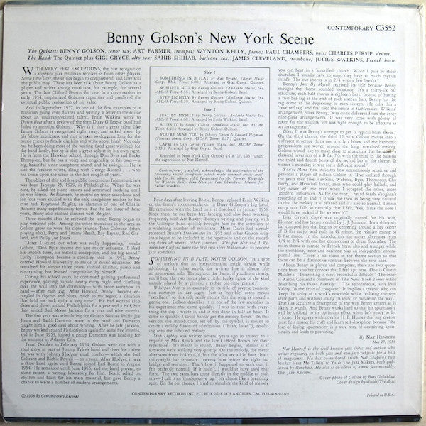 Benny Golson - Benny Golson's New York Scene (Vinyl, LP, Album, Reissue, Mono) Very Good Plus (VG+) / Very Good (VG)
