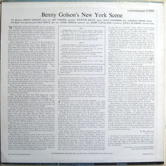 Benny Golson - Benny Golson's New York Scene (Vinyl, LP, Album, Reissue, Mono) Very Good Plus (VG+) / Very Good (VG)