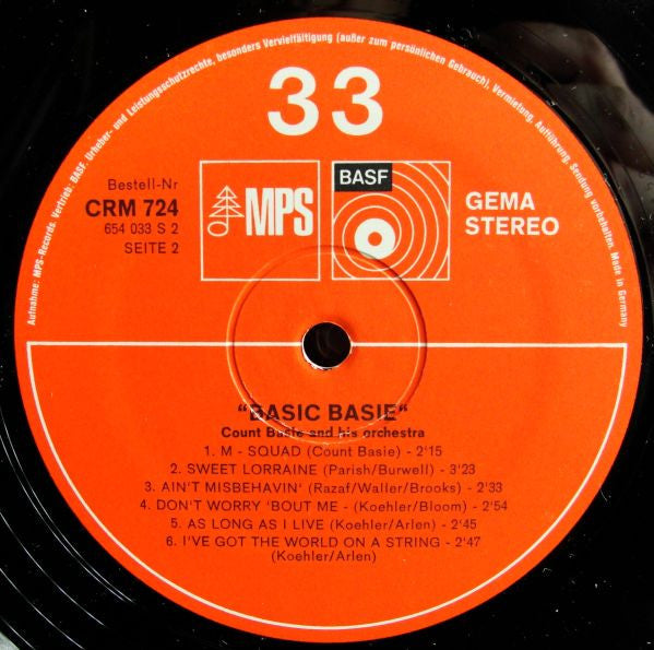 Count Basie Orchestra - Basic Basie (Vinyl, LP, Album, Reissue) Near Mint (NM or M-) / Very Good Plus (VG+)