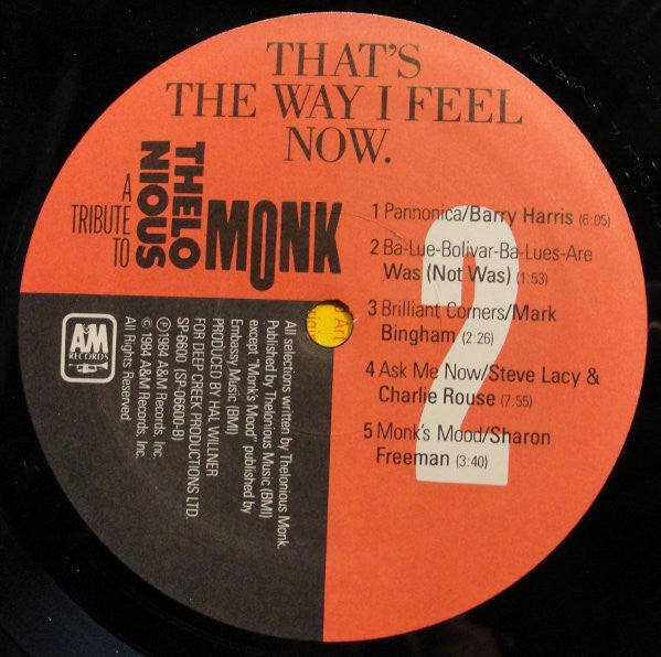 Various - That's The Way I Feel Now - A Tribute To Thelonious Monk (2xVinyl, LP, Album) Good Plus (G+) / Good Plus (G+)