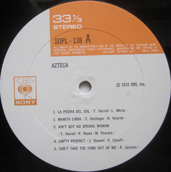 Azteca - Azteca (Vinyl, LP, Album, Stereo) Very Good (VG) / Good Plus (G+)