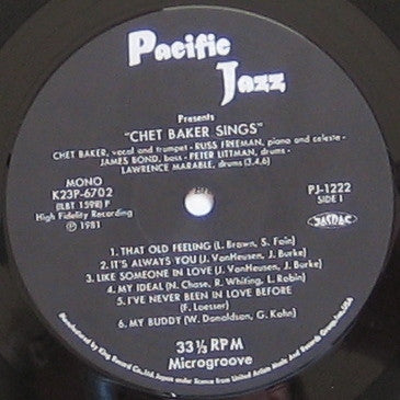 Chet Baker - Chet Baker Sings (Vinyl, LP, Album, Reissue, Mono)