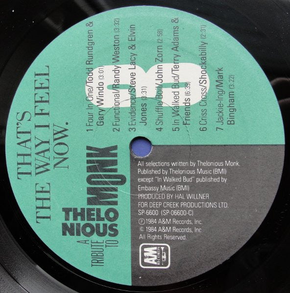 Various - That's The Way I Feel Now - A Tribute To Thelonious Monk (2xVinyl, LP, Album) Good Plus (G+) / Good Plus (G+)