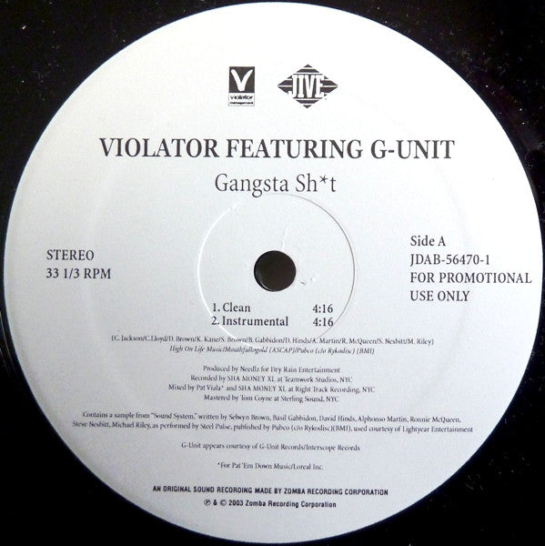 Violator (3) - Gangsta Sh*t (Vinyl, 12", 33 ⅓ RPM, Promo) Very Good Plus (VG+) / Very Good Plus (VG+)
