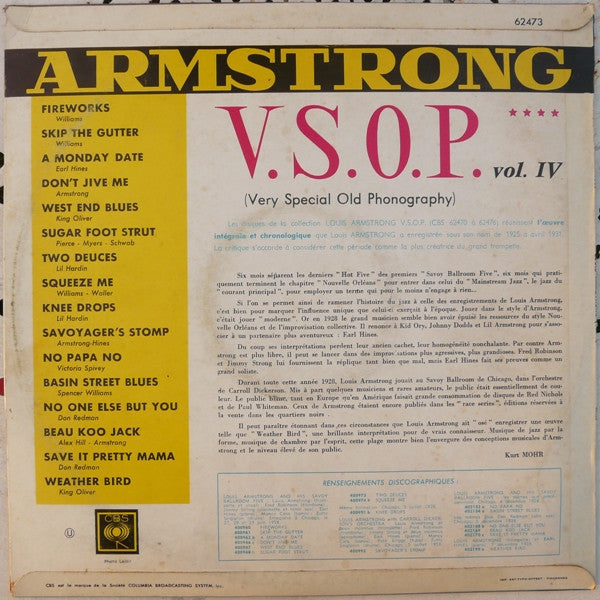 Louis Armstrong - V.S.O.P. (Very Special Old Phonography)  Vol. 4 (Vinyl, LP, Compilation) Very Good (VG) / Very Good (VG)