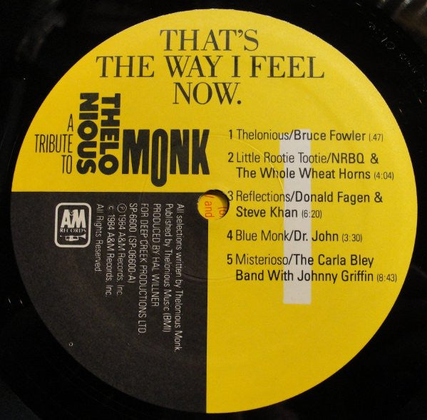 Various - That's The Way I Feel Now - A Tribute To Thelonious Monk (2xVinyl, LP, Album) Good Plus (G+) / Good Plus (G+)