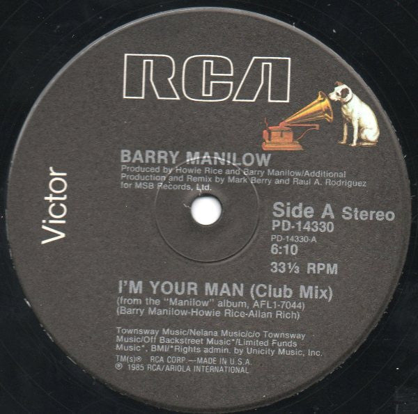 Barry Manilow - I'm Your Man (Vinyl, 12", 33 ⅓ RPM, Single) Very Good Plus (VG+) / Very Good (VG)