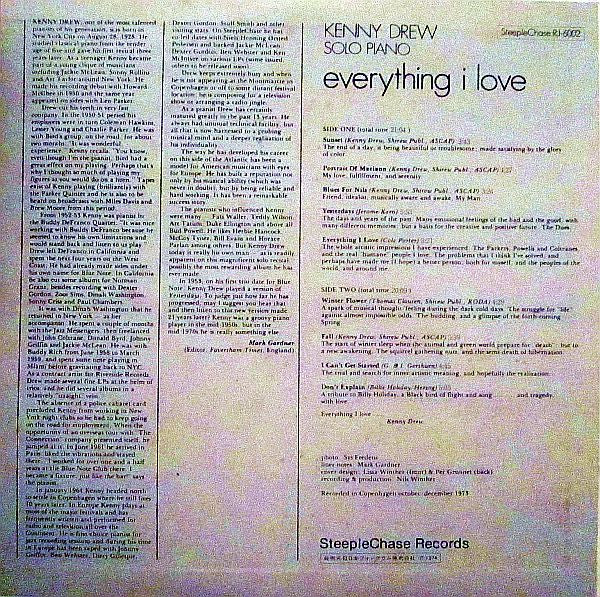 Kenny Drew - Everything I Love (Vinyl, LP, Album, Stereo) Very Good Plus (VG+) / Very Good (VG)
