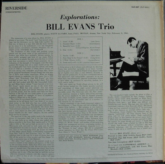 The Bill Evans Trio - Explorations (Vinyl, LP, Album, Reissue, Stereo) Very Good Plus (VG+) / Very Good (VG)
