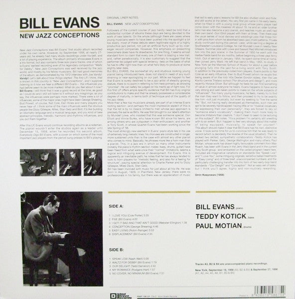 Bill Evans - New Jazz Conceptions (Vinyl, LP, Album, Reissue) Good Plus (G+) / Very Good (VG)