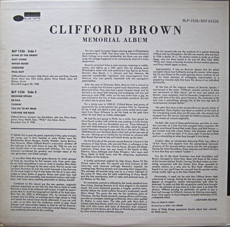 Clifford Brown - Memorial Album (Vinyl, LP, Album, Compilation, Reissue, Remastered, Stereo) Very Good Plus (VG+) / Very Good (VG)
