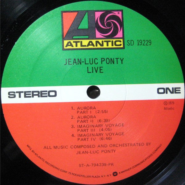Jean-Luc Ponty - Live (Vinyl, LP, Album, Stereo) Very Good Plus (VG+) / Very Good Plus (VG+)