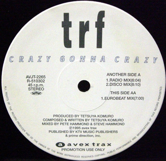 TRF - Crazy Gonna Crazy (Vinyl, 12", 45 RPM, Promo) Near Mint (NM or M-) / Near Mint (NM or M-)