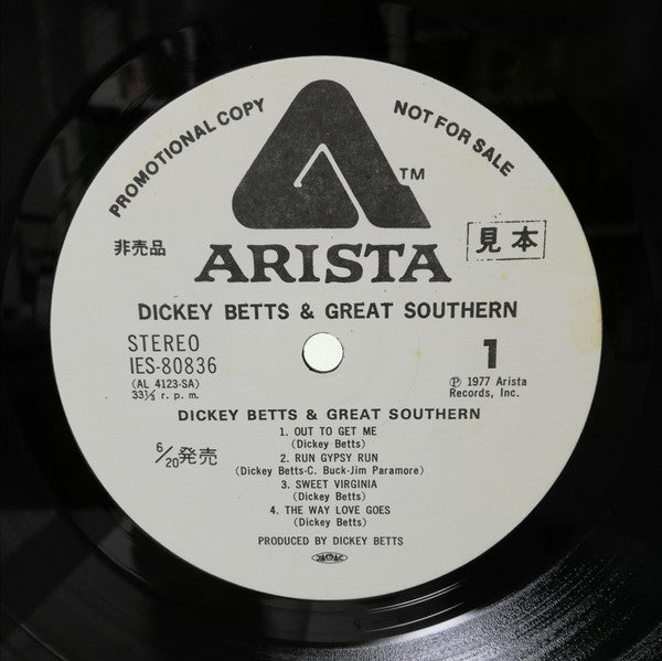 Dickey Betts & Great Southern - Dickey Betts & Great Southern (Vinyl, LP, Album, Promo) Very Good Plus (VG+) / Very Good (VG)