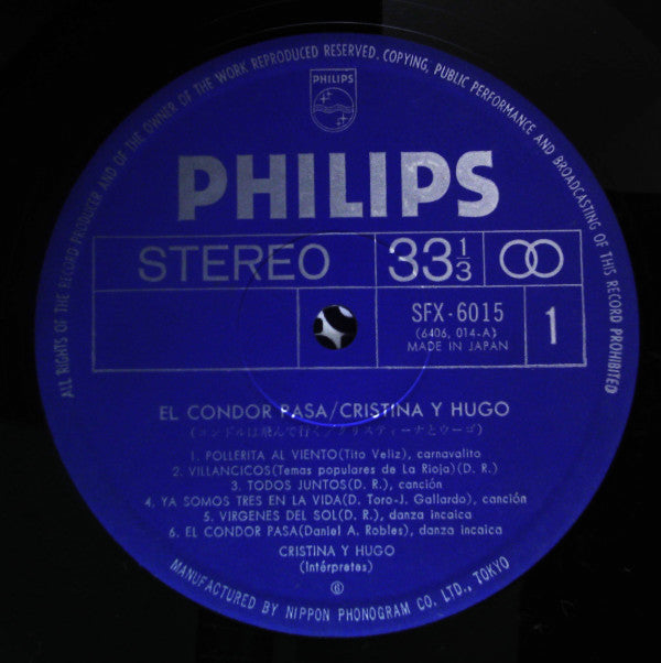 Cristina Y Hugo - El Condor Pasa (Vinyl, LP, Compilation, Stereo) Very Good (VG) / Very Good (VG)