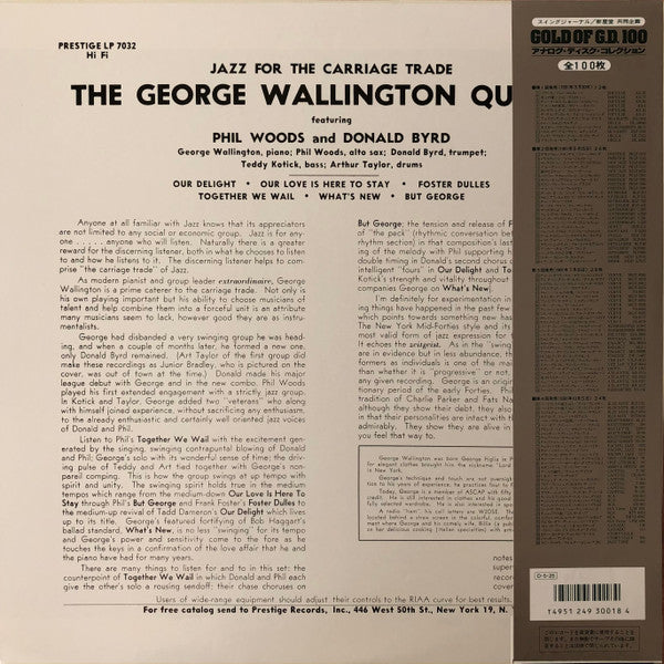 George Wallington Quintet - Jazz For The Carriage Trade (Vinyl, LP, Album, Reissue, Mono) Near Mint (NM or M-) / Very Good Plus (VG+)