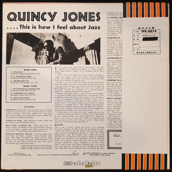 Quincy Jones - This Is How I Feel About Jazz (Vinyl, LP, Album, Stereo) Very Good Plus (VG+) / Good Plus (G+)