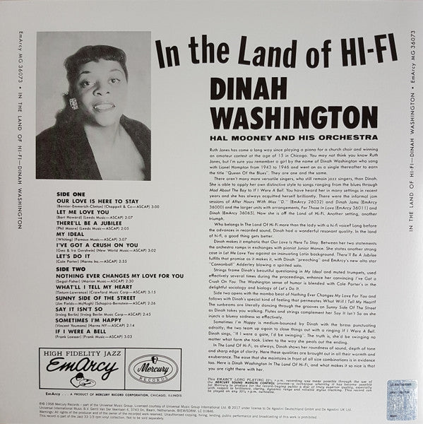 Dinah Washington - In The Land Of Hi-Fi (Vinyl, LP, Album, Reissue)