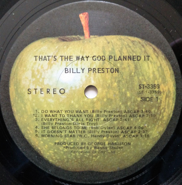 Billy Preston - That's The Way God Planned It (Vinyl, LP, Album, Stereo) Very Good (VG) / Very Good (VG)