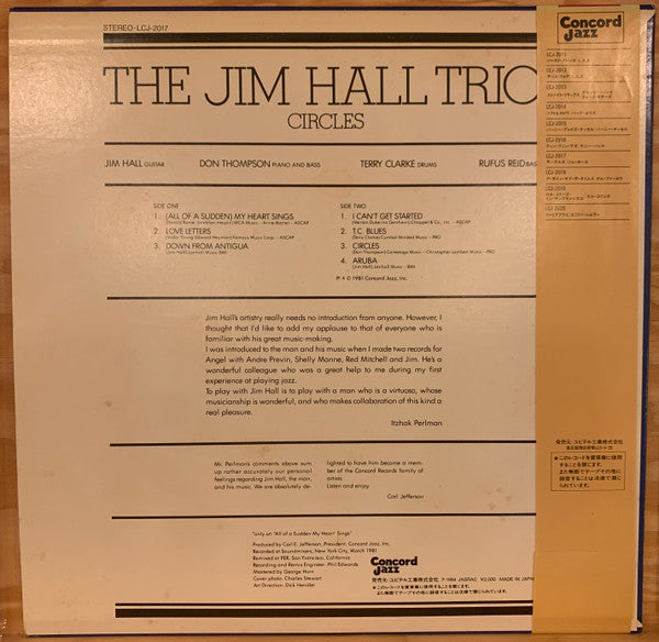 Jim Hall Trio - Circles (Vinyl, LP, Album)