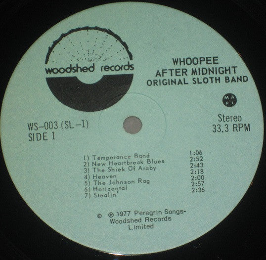 The Original Sloth Band - Whoopee After Midnight (Vinyl, LP, Album, Reissue, Stereo) Very Good (VG) / Very Good (VG)