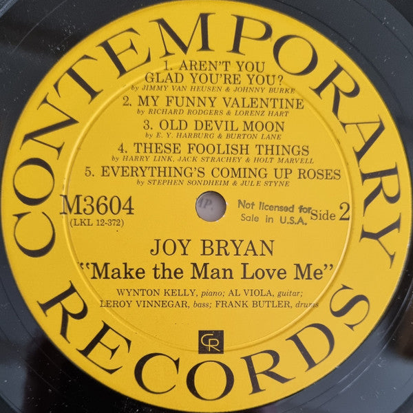 Joy Bryan - Make The Man Love Me (Vinyl, LP, Album, Mono) Good Plus (G+) / Very Good (VG)