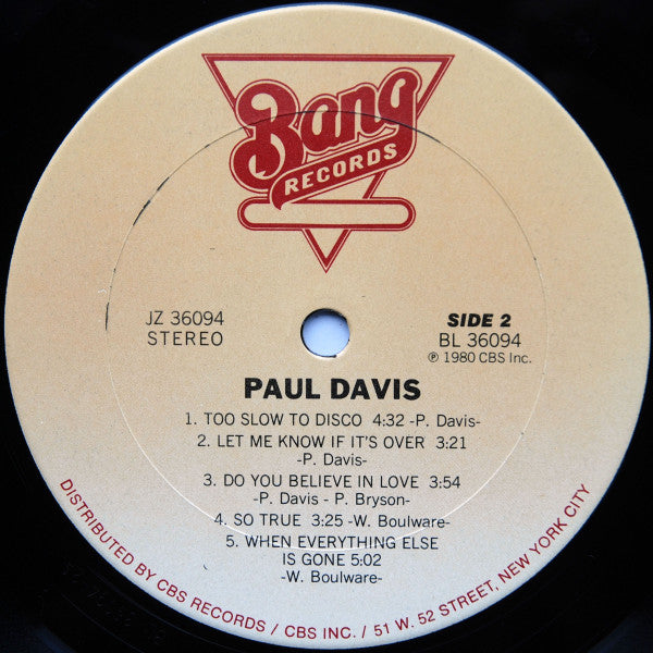 Paul Davis (3) - Paul Davis (Vinyl, LP, Album, Repress, Stereo) Very Good (VG) / Very Good Plus (VG+)