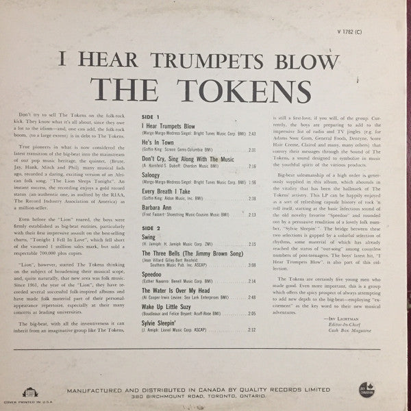 The Tokens - I Hear Trumpets Blow (Vinyl, LP, Album) Very Good (VG) / Good Plus (G+)