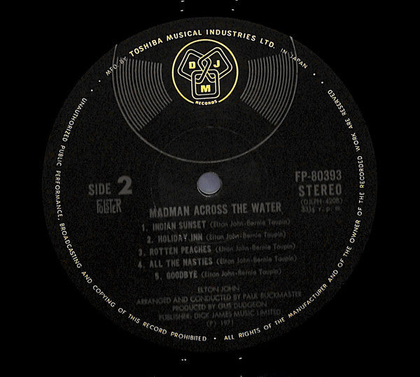 Elton John - Madman Across The Water (Vinyl, LP, Album, Reissue, Stereo) Very Good Plus (VG+) / Very Good Plus (VG+)