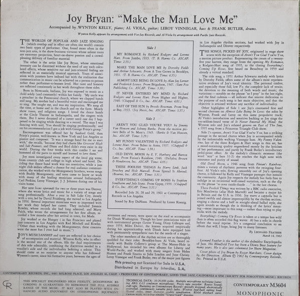 Joy Bryan - Make The Man Love Me (Vinyl, LP, Album, Mono) Good Plus (G+) / Very Good (VG)