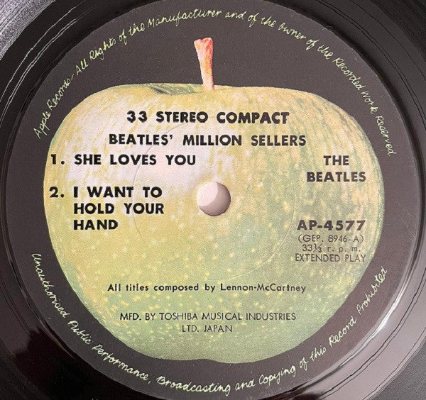 The Beatles - The Beatles' Million Sellers (Vinyl, 7", 33 ⅓ RPM, EP, Reissue, Stereo) Very Good Plus (VG+) / Good Plus (G+)